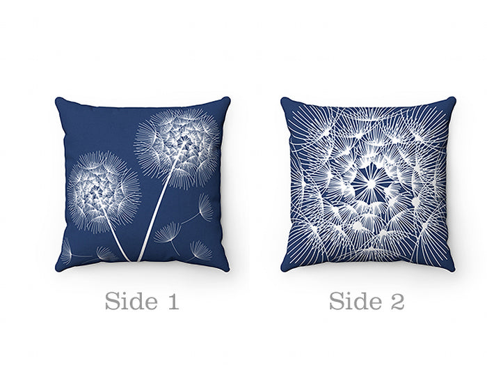 Dandelion Throw Pillow | Blue and White - Double-Sided - PIL132