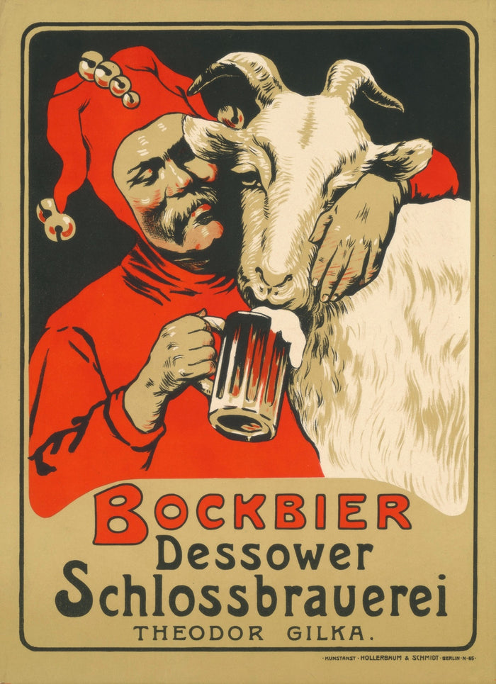 Dessower Schlossbrauerei Vintage Bock Beer Poster by Hans Lindenstaedt, 1898