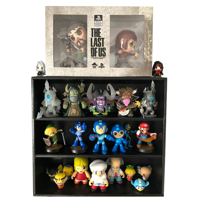 MINI - Black Display Case for Small Toys, Wall Mountable & Stackable, Corrugated Cardboard - Display Geek