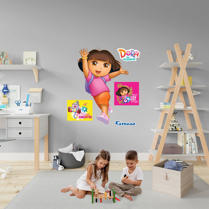 Dora the Explorer - RealBig Dora jumping Collection - Official Nickelodeon - Reusable Vinyl Wall Decals