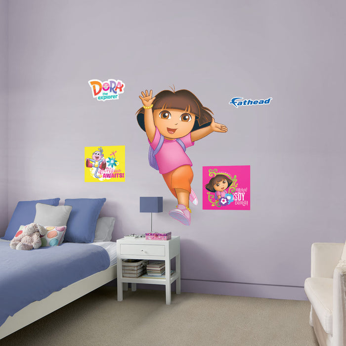 Dora the Explorer - RealBig Dora jumping Collection - Official Nickelodeon - Reusable Vinyl Wall Decals