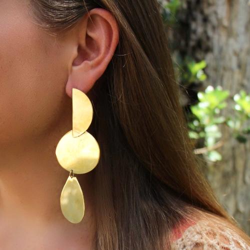 Earrings: Brass Geometric Dangles - TheHomeToGo