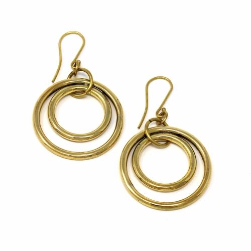 Earrings: Brass Nested Circles - TheHomeToGo