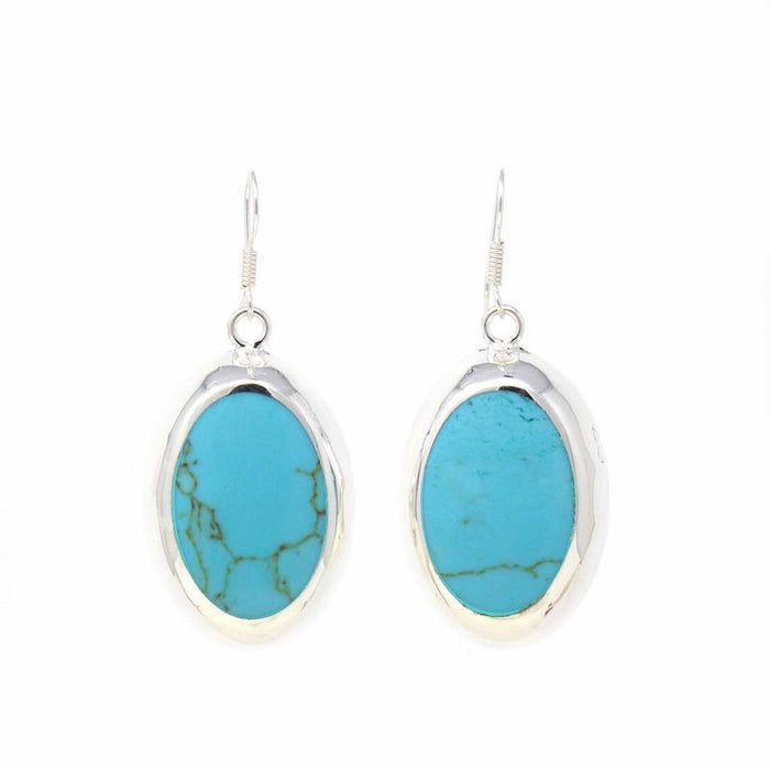 Earrings, Turquoise Ovals - TheHomeToGo