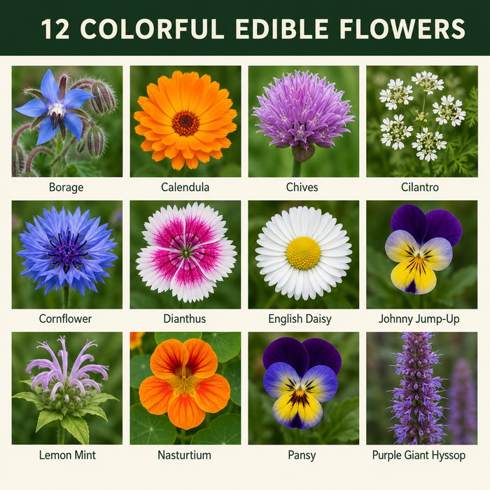 Edible Wildflower Flower Variety Chart