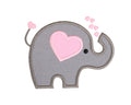 Elephant Blowing Hearts Patch - Sew Lucky Embroidery