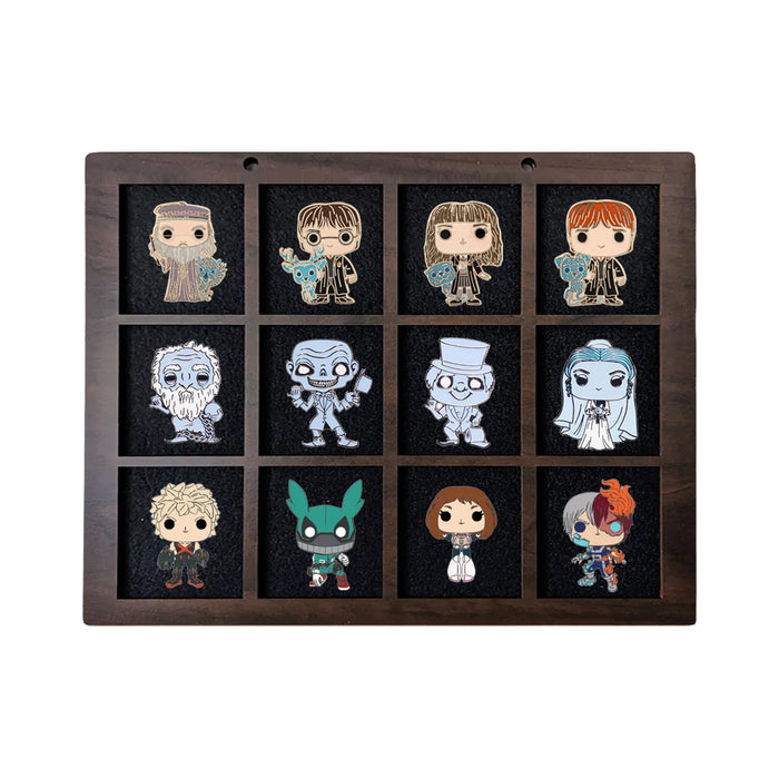 Enamel Pin Display (2" wide x 2" high Slots) Fits Standard Pins by Dragon Woodshop in partnership with Display Geek