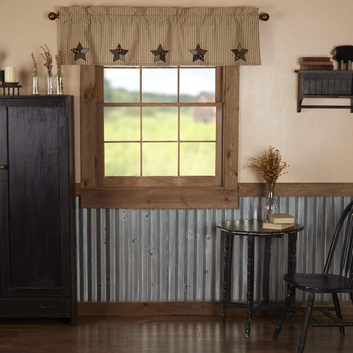 Farmhouse Star Applique Valance 16x60 - The Village Country Store