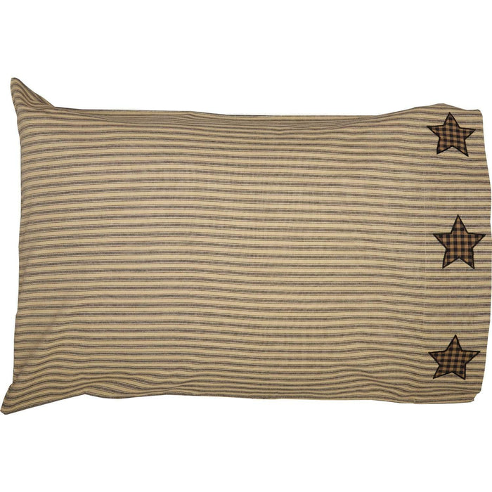 Farmhouse Star Standard Pillow Case w/Applique Star Set of 2 21x30 - The Village Country Store