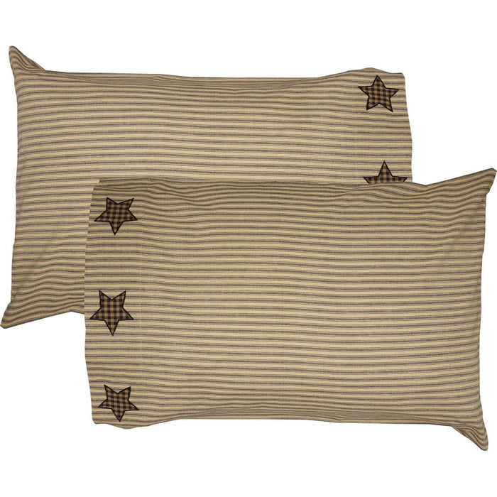Farmhouse Star Standard Pillow Case w/Applique Star Set of 2 21x30 - The Village Country Store