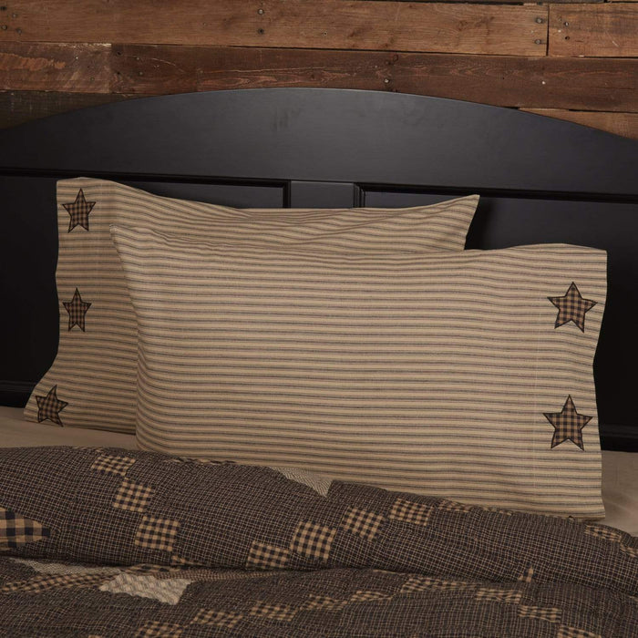Farmhouse Star Standard Pillow Case w/Applique Star Set of 2 21x30 - The Village Country Store