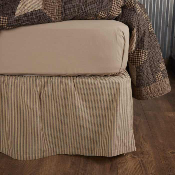 Farmhouse Star Ticking Stripe King Bed Skirt 78x80x16 - The Village Country Store
