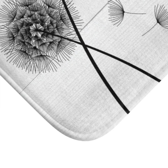 Farmhouse White and Black Blowing Dandelion Memory Foam Mat - MAT34