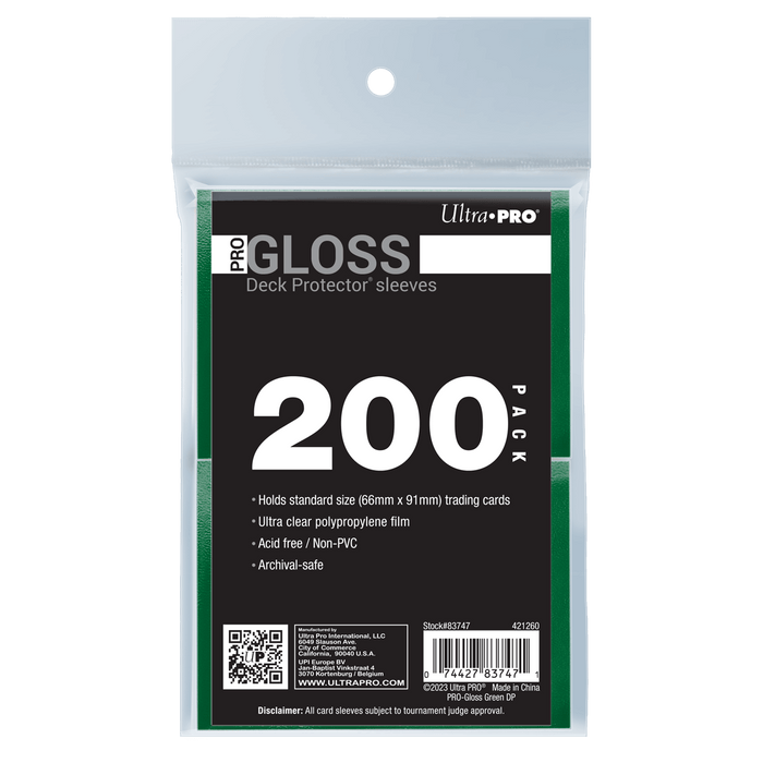 Gloss Protector Sleeves for Trading Card Games, Standard Size Deck (200 pack) - Display Geek, Inc.
