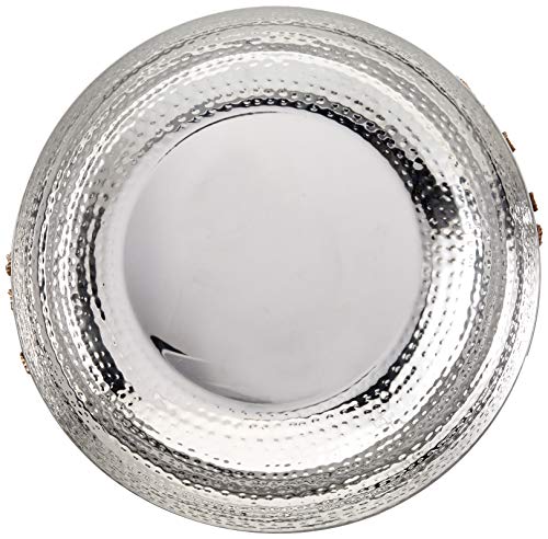Golden Vine Hammered Salad Bowl, 12-Inch, Silver/Gold - EK CHIC HOME