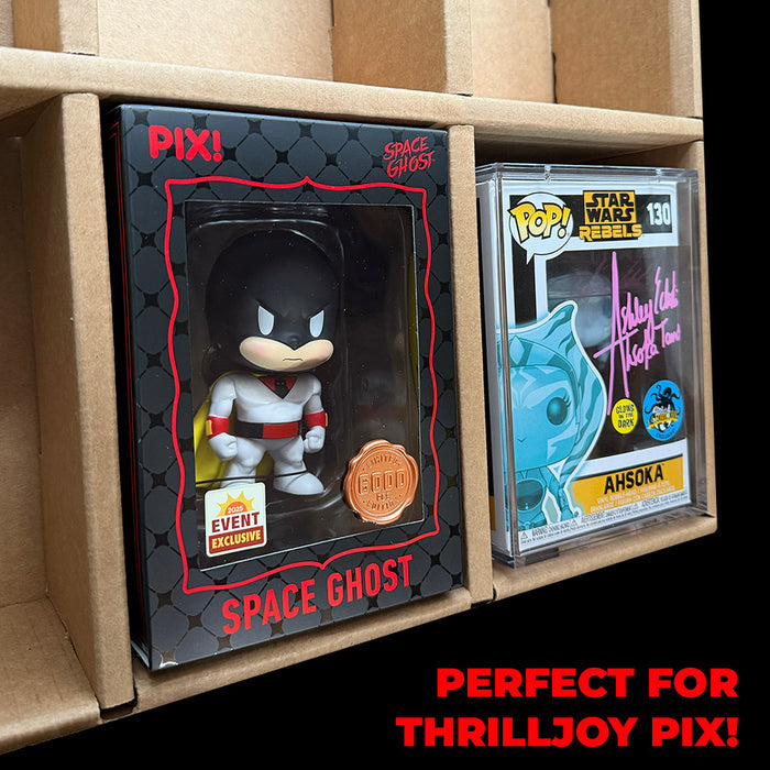 Perfect Display for Thrilljoy Pix - Cardboard GRAIL KUBBIE BROWN (3x2) In Box Display Case for Funko Pops in Acrylic Pop Shield Armor and Thrilljoy Pix