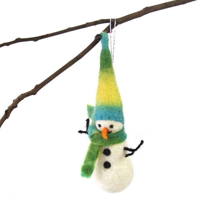 Hand Felted Christmas Ornament: Snowman - Global Groove (H) - TheHomeToGo