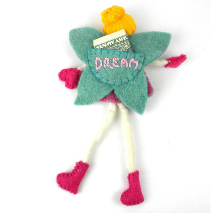 Hand Felted Tooth Fairy Pillow - Blonde with Pink Dress - Global Groove - TheHomeToGo