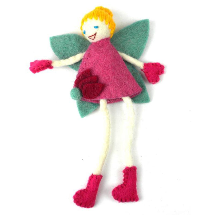 Hand Felted Tooth Fairy Pillow - Blonde with Pink Dress - Global Groove - TheHomeToGo