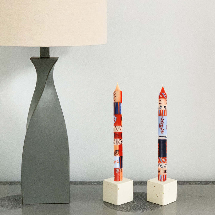 Hand Painted Candles in Uzushi Design (pair of tapers) - Nobunto - TheHomeToGo
