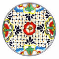 Handmade Pottery 8" Trivet or Wall Hanging, Dots & Flowers - Encantada - TheHomeToGo