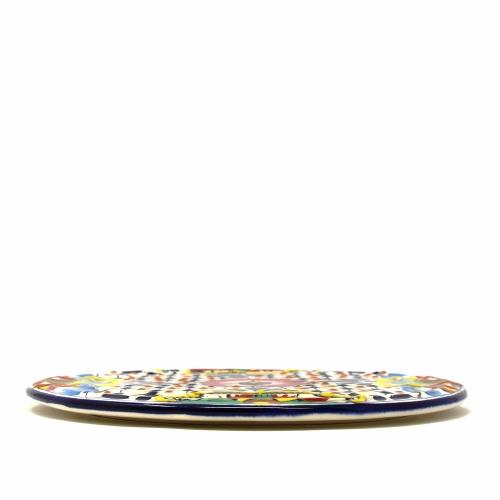 Handmade Pottery 8" Trivet or Wall Hanging, Dots & Flowers - Encantada - TheHomeToGo