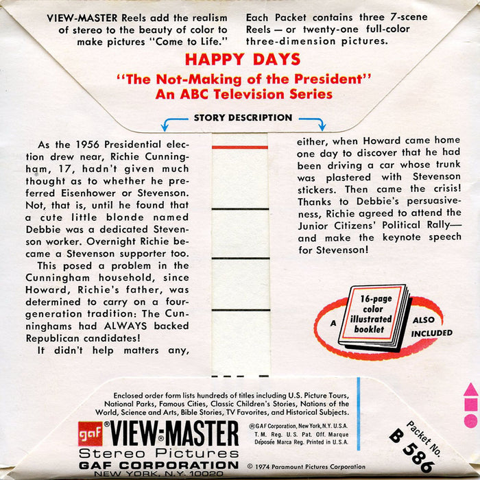 Happy Days - B586 - Vintage Classic View-Master - 3 Reel Packet - 1970s views
