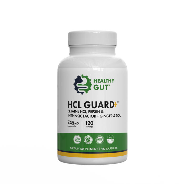 HCL Guard bottle featuring Betaine HCl and Digestive Enzymes dietary supplement, 120 capsules.