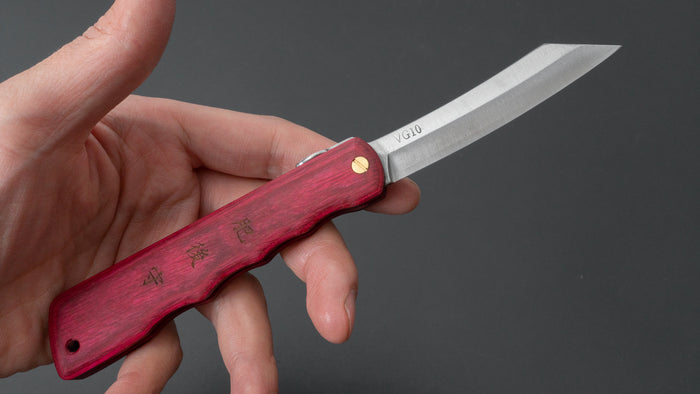 Higonokami VG10 Folding Knife Pakka Handle (Red) - HITOHIRA