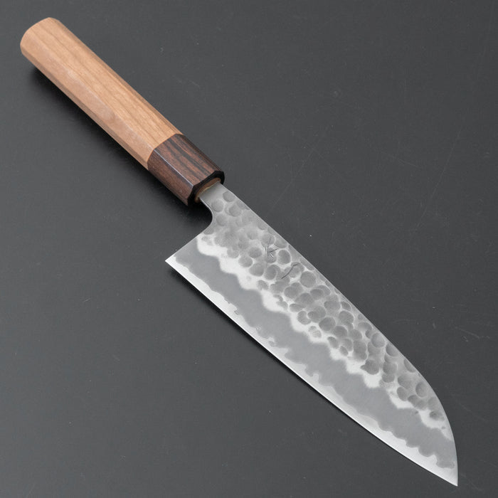 Hitohira Futana White #2 Migaki Tsuchime Santoku 170mm Cherry Wood Handle - HITOHIRA