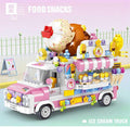 Ice Cream Truck (Over 500 Pieces) - Custom Building Blocks Mini Figures Compatible with Brick Building System