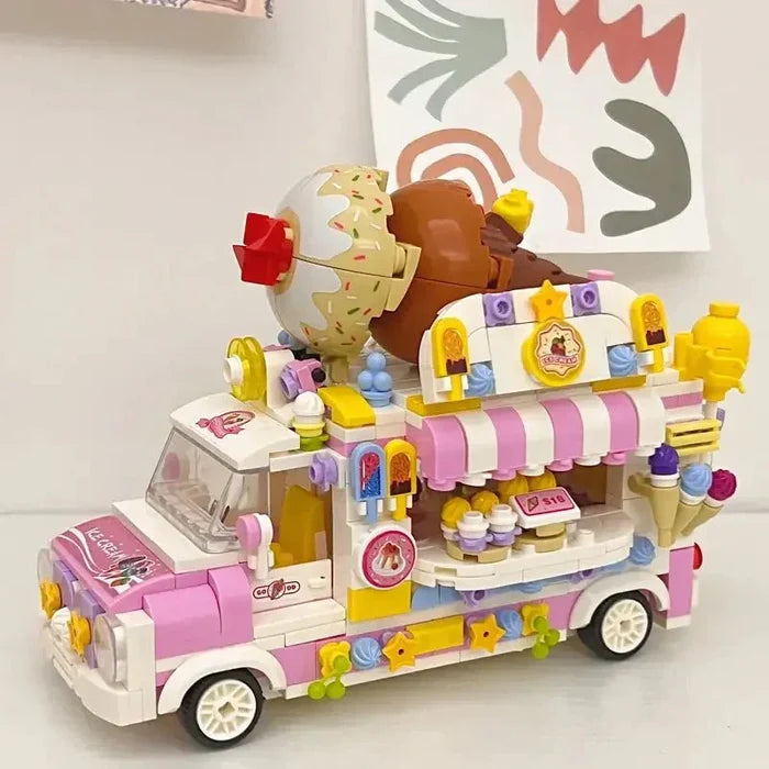 Ice Cream Truck (Over 500 Pieces) - Custom Building Blocks Mini Figures Compatible with Brick Building System