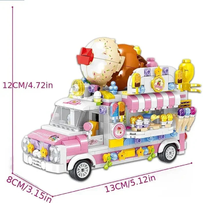 Ice Cream Truck (Over 500 Pieces) - Custom Building Blocks Mini Figures Compatible with Brick Building System