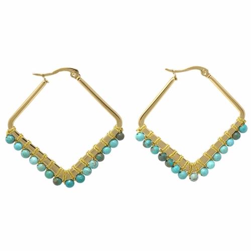 Kayla in Blue - Turquoise Howlite Diamond Hoop Earrings - Starfish Project - TheHomeToGo