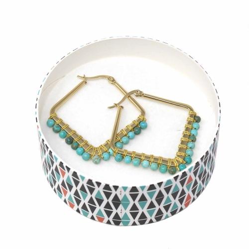 Kayla in Blue - Turquoise Howlite Diamond Hoop Earrings - Starfish Project - TheHomeToGo