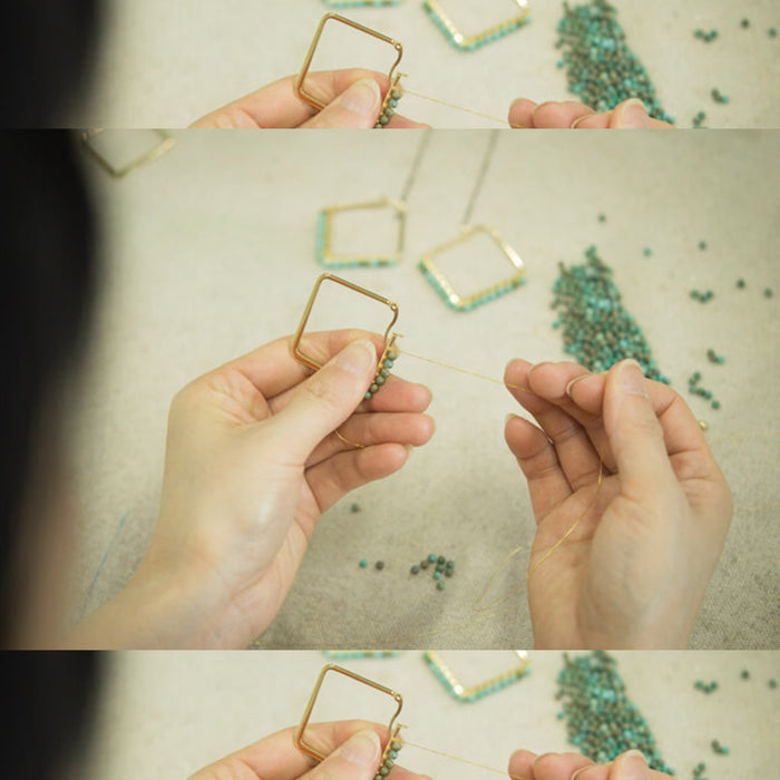 Kayla in Blue - Turquoise Howlite Diamond Hoop Earrings - Starfish Project - TheHomeToGo