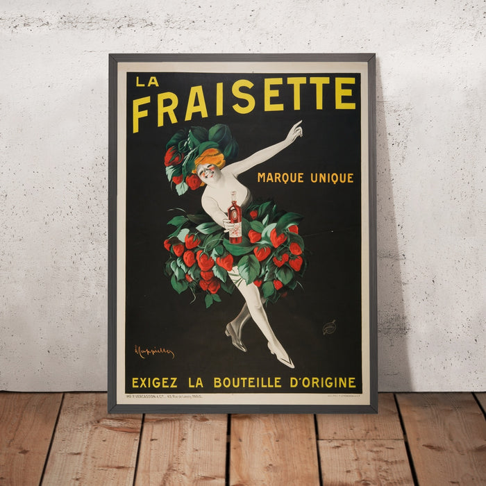 A framed image of La Fraisette Vintage Drinks Advertising Poster by Leonetto Cappiello, 1909