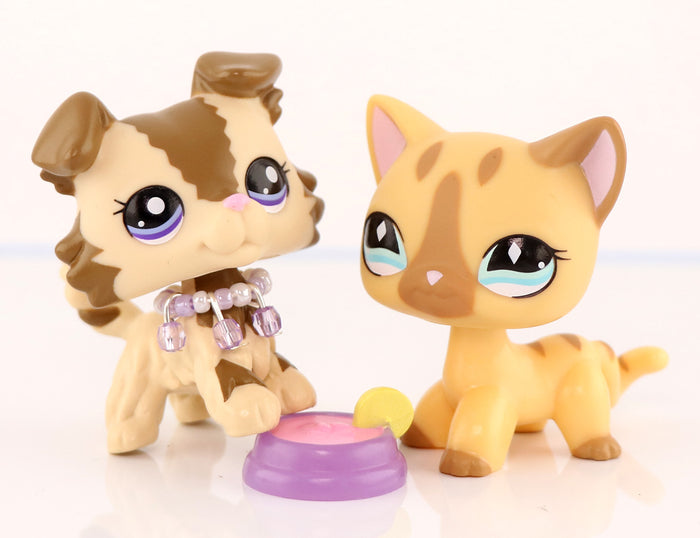 lps cat and collie 2 pc