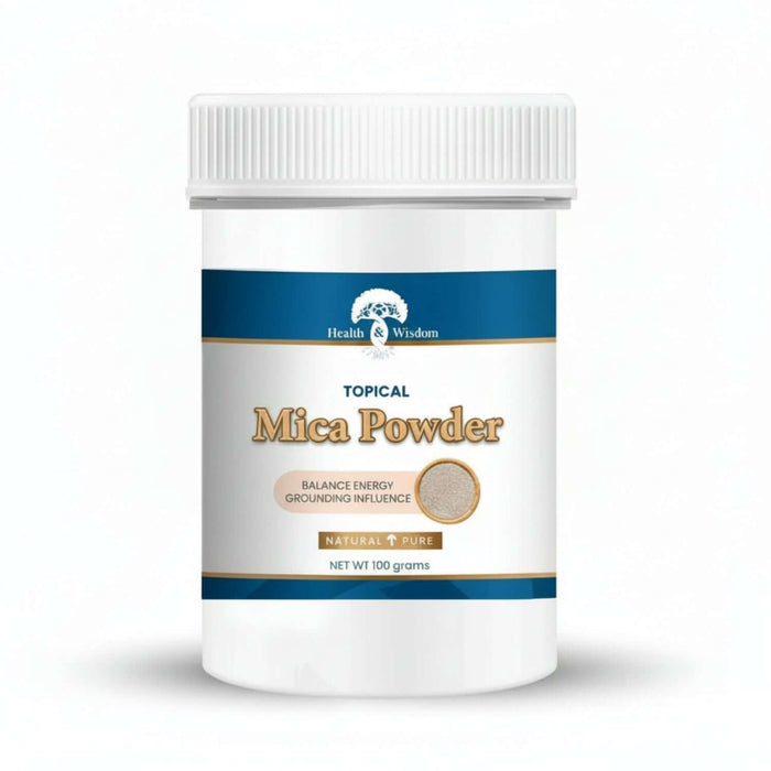 Skin Hydration Mineral - Mica Powder jar from Health and Wisdom for balancing energy and grounding influence.