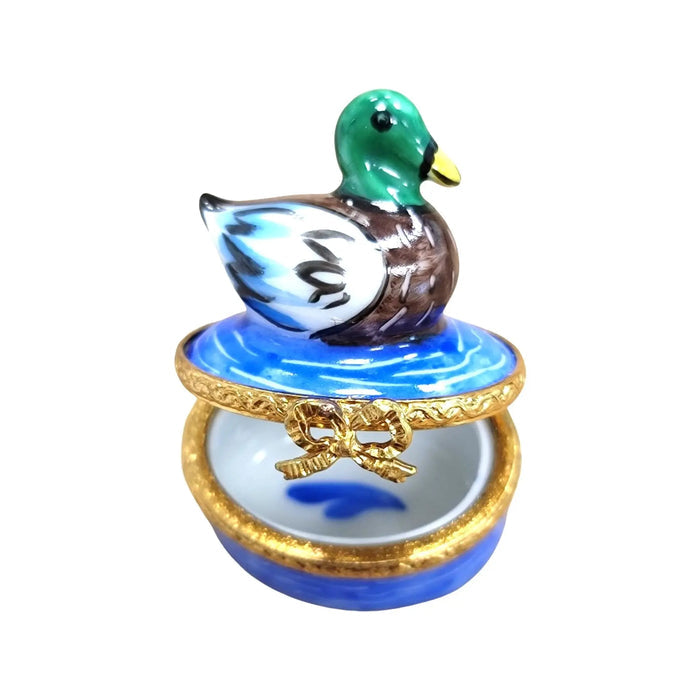 Mini Greenhead Duck Limoges box shown from another angle