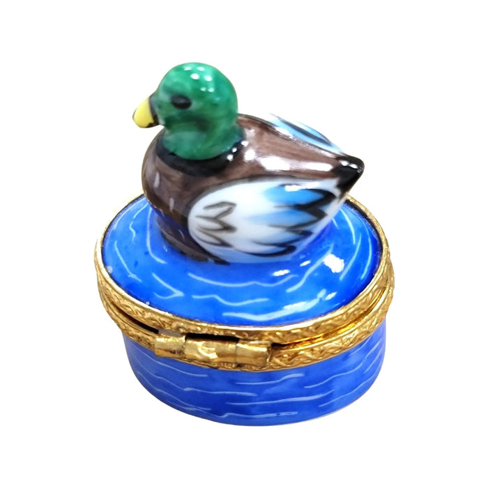 Another view of the Mini Greenhead Duck Limoges trinket box