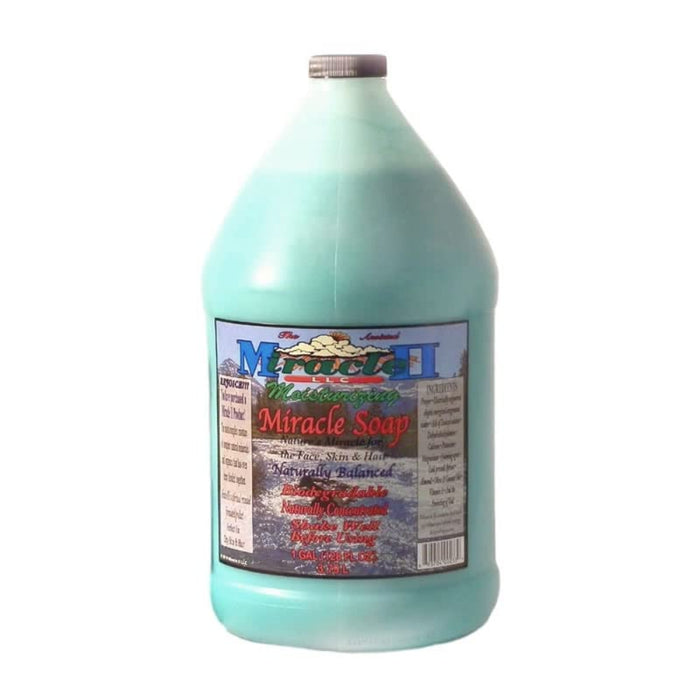 Moisturizing Miracle Soap concentrated plant based moisture in a gallon container, designed for dry and sensitive skin.
