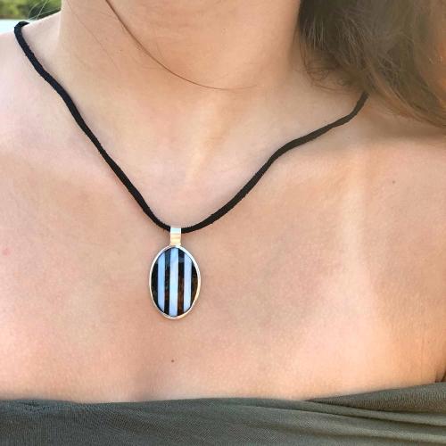 Pendant, Alabalone and Black Stripe - TheHomeToGo