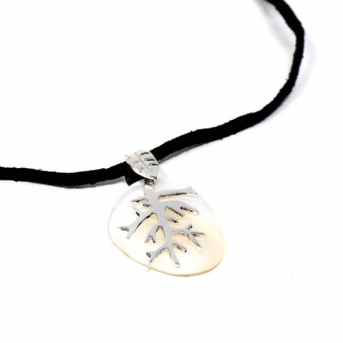 Pendant, Silver Branches on Mother of Pearl - TheHomeToGo