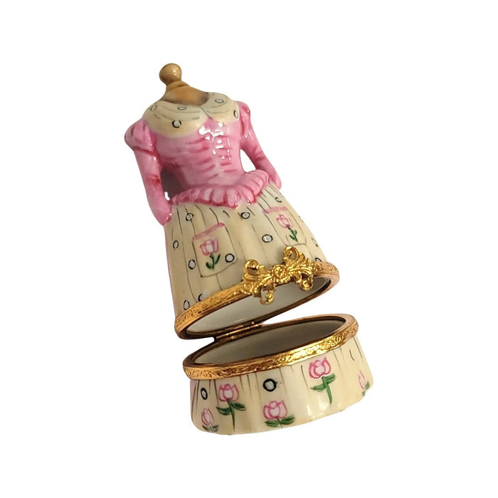 Pink Antique Dress Limoges box shown from another angle