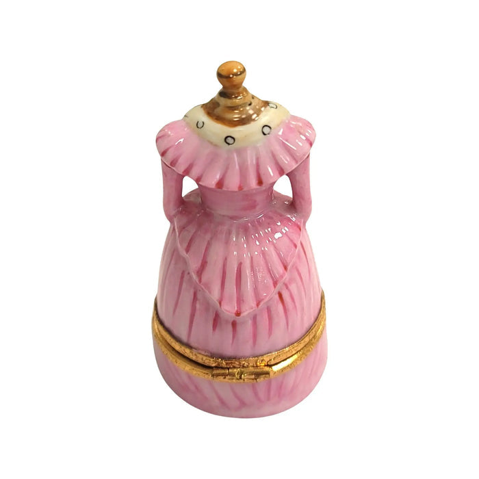 Another view of the Pink Antique Dress Limoges trinket box
