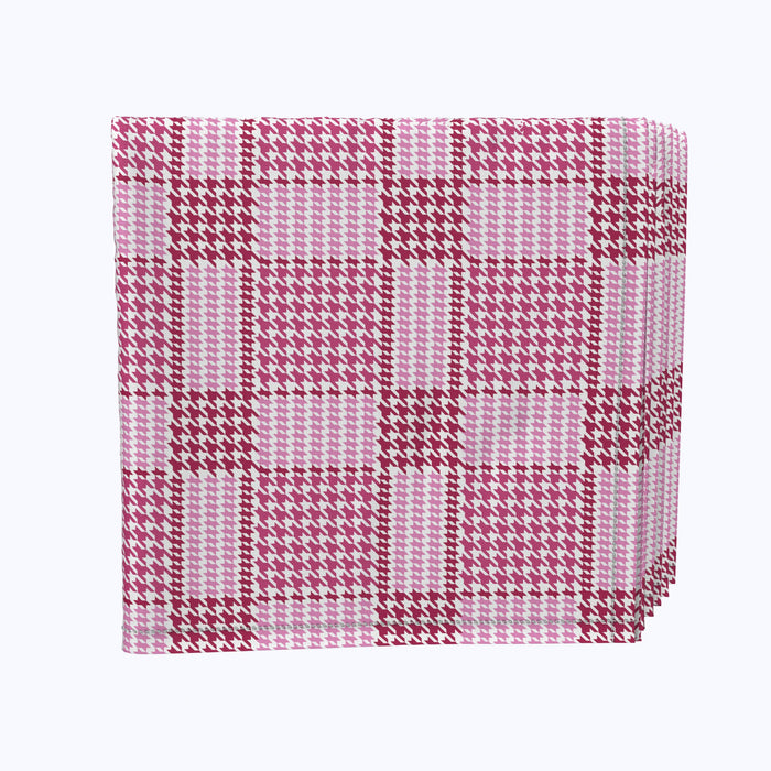 Pink Houndstooth Check Napkins