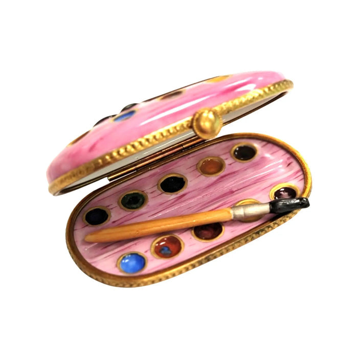Pink Paint Palette Limoges box shown from another angle
