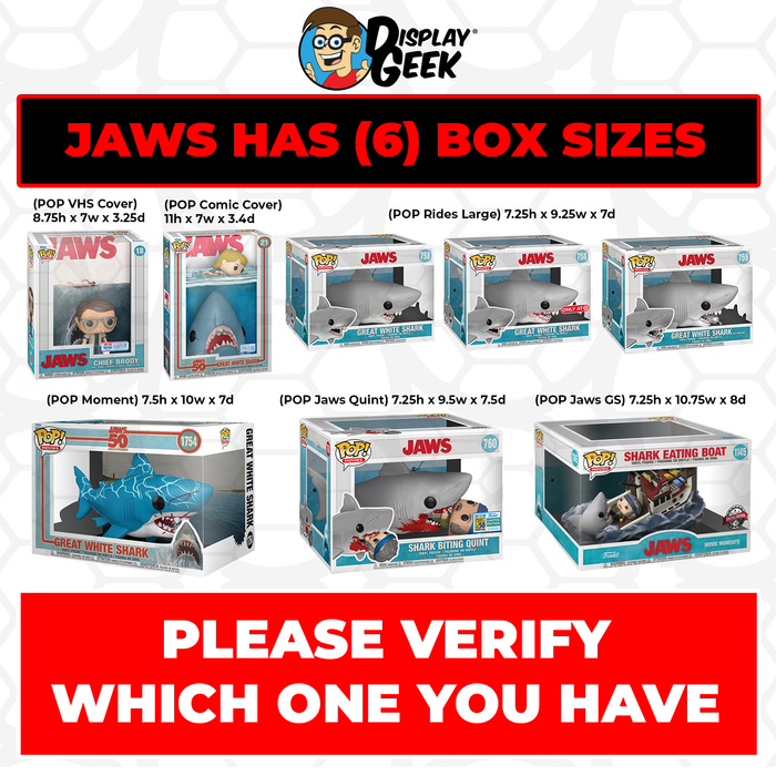 Pop Protector for Jaws Great White Shark #21 Funko Pop VHS Covers on The Protector Guide App by Display Geek - 0.60mm Thick UV Resistant Funko Pop Shield Protectors - The Best Quality Ultra Premium, Superior Strength, High Ultraviolet Protection, Scratch Resistant Coating, Reinforced Edges, Flat Top Stacking