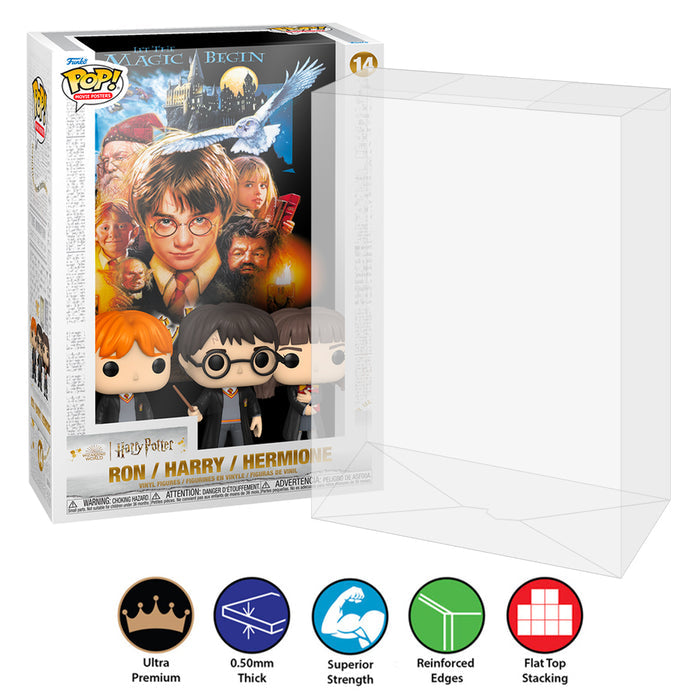 pop movie posters harry potter hermione ron best funko pop protectors thick strong uv scratch flat top stack vinyl display geek plastic shield vaulted eco armor fits collect protect display case kollector protector